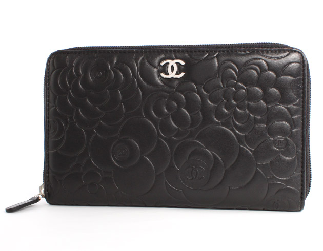 シャネル スーパーコピー CHANEL カメリア ラムスキン 長財布 ブラック A50932