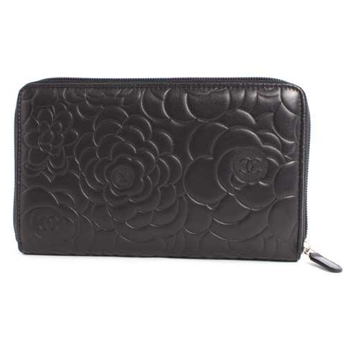 シャネル スーパーコピー CHANEL カメリア ラムスキン 長財布 ブラック A50932