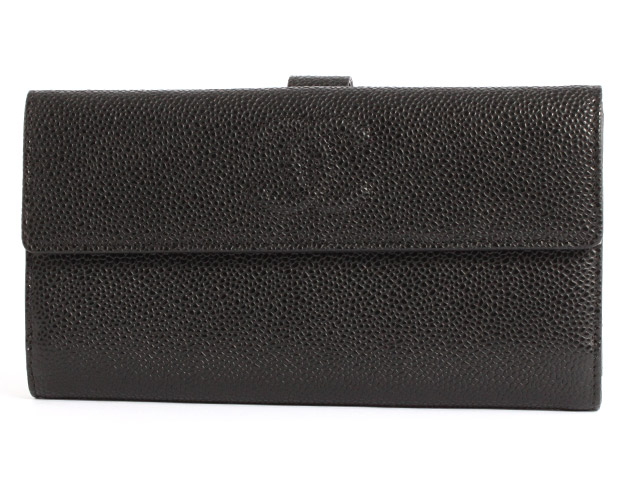 シャネル スーパーコピー CHANEL キャビアスキン 長財布 ブラック A48649 