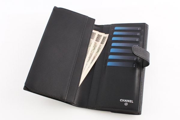 シャネル スーパーコピー CHANEL キャビアスキン 長財布 ブラック A48649 