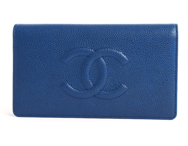 シャネル スーパーコピー CHANEL キャビアスキン 長財布 ブルー A48651