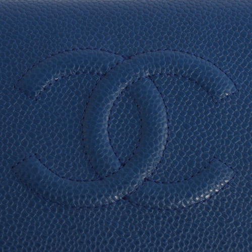 シャネル スーパーコピー CHANEL キャビアスキン 長財布 ブルー A48651