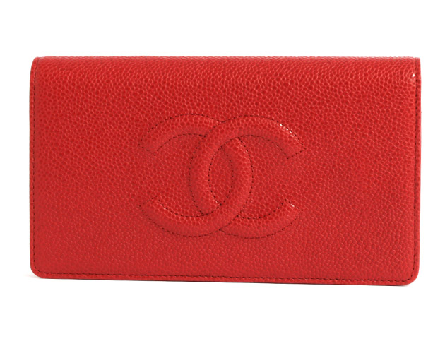 シャネル スーパーコピー CHANEL キャビアスキン 長財布 レッド A48651