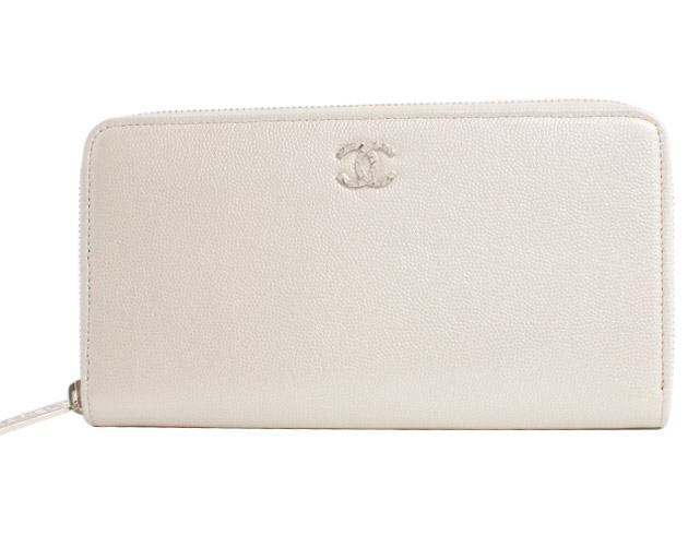シャネル スーパーコピー CHANEL クルーズライン キャビアスキン 長財布 パールホワイト A46419 
