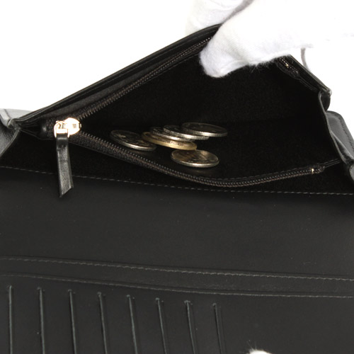 シャネル スーパーコピー CHANEL カメリア エナメル 長財布 ブラック＆シルバー A36544