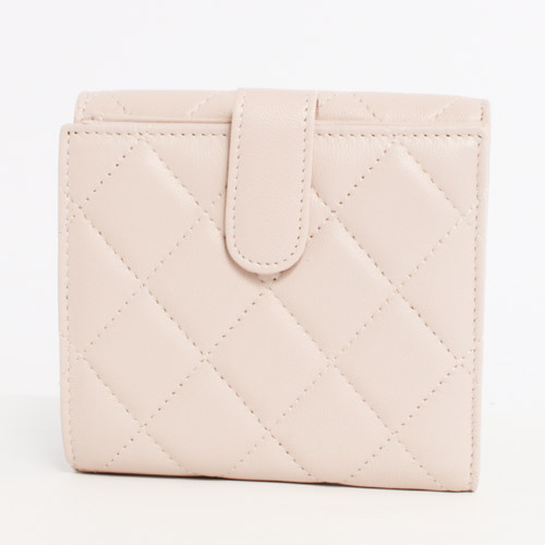 シャネル スーパーコピー CHANEL マトラッセライン ラムスキン 二つ折財布 ライトピンク＆シルバー A48980 