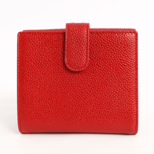 シャネル スーパーコピー CHANEL キャビアスキン 二つ折財布 レッド A48650