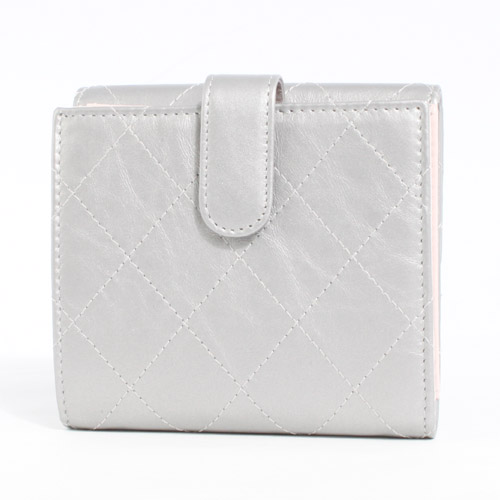 シャネル スーパーコピー CHANEL ココマーク キルティング 二つ折り財布 シルバー＆ライトピンク A68634