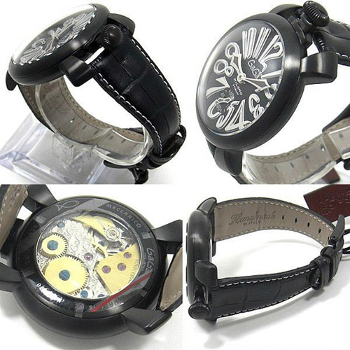 5012.06S - GaGa MILANO （ガガミラノ） 時計 腕時計 マニュアーレ マヌアーレ 48mm ブラックレザー