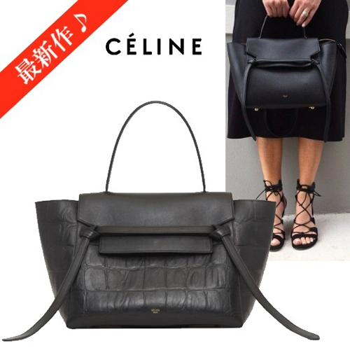 セリーヌ 15SS入荷 稀少 CELINE BeltBagミニ,クロコBlack
