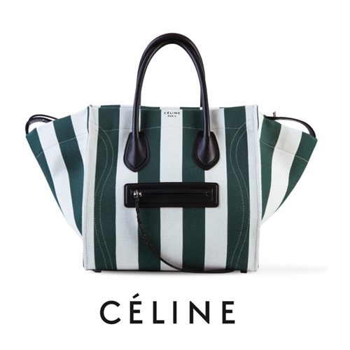 セリーヌ スーパーコピー ☆CELINE☆MEDIUM LUGGAGE PHANTOM STRIPED BAGGreen×White
