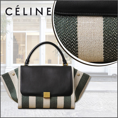 セリーヌ スーパーコピー Celineセリーヌ☆Small Trapeze Bag ナチュラル/グリーン