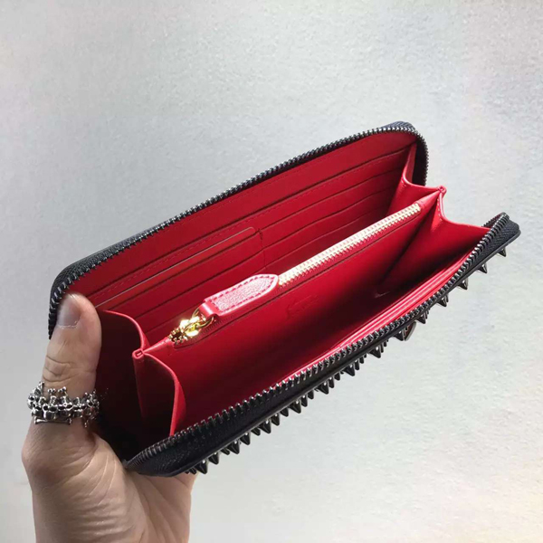 2016新色 ルブタン 財布 コピー┃Christian Louboutin希少なブラックのPANETTONE長財布