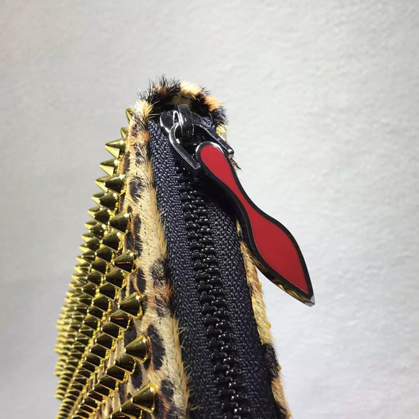 2016新色 ルブタン 財布 コピー Christian Louboutin◆レオパード スパイク 長財布◆