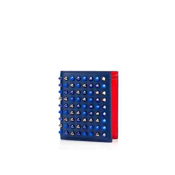 2016新作 ルブタン 財布 コピー★ Christian Louboutin PAROS multi spike二つ折り財布【ブルー】1165112 U117