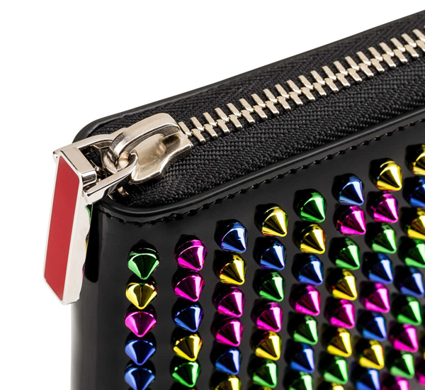 2016新作 ルブタン 財布 コピー Christian Louboutin 新品本物 ブラック マルチカラースパイク 2つ折り財布 1165050 B105