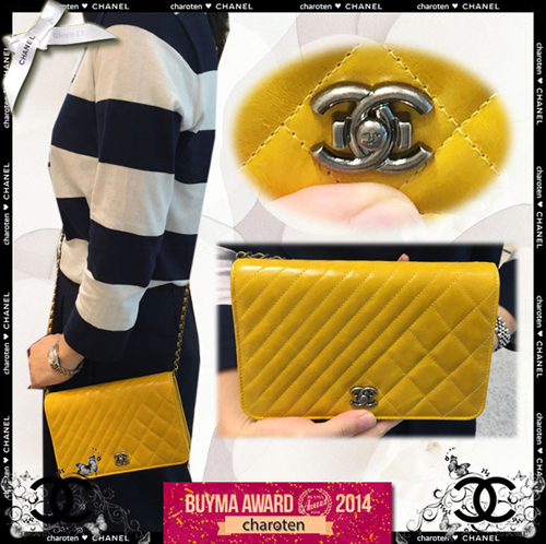 《超希少 キュート 》2016春夏新作　Chanel シャネルスーパーコピー シェブロンミニバッグ　キャビアスキン　イエロー　ゴールド金具   