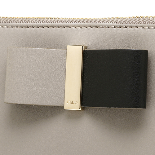 Chloe【LEATHER BOW 】クロエスーパーコピーラウンド長財布 MOTTY GREY