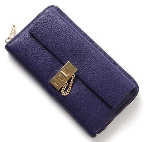★Sale クロエスーパーコピー Chloe Drew ラウンド長財布☆STORM BLUE