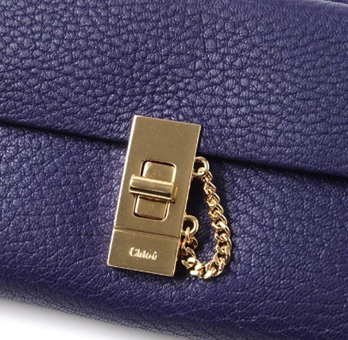 ★Sale クロエスーパーコピー Chloe Drew ラウンド長財布☆STORM BLUE