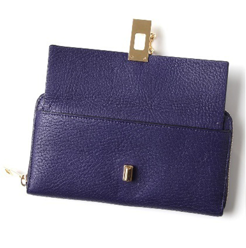 ★Sale クロエスーパーコピー Chloe Drew ラウンド長財布☆STORM BLUE