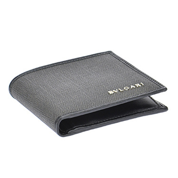 【新品本物】BVLGARIブルガリ N級品 32581 CANVAS/BLK 二つ折り財布 10598120
