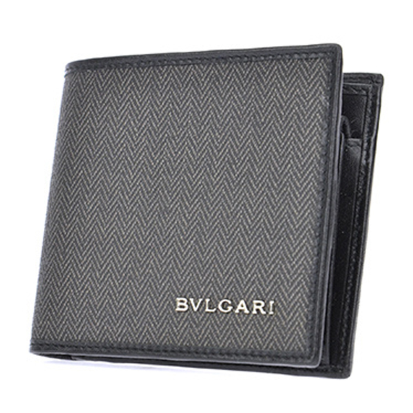 【新品本物】BVLGARIブルガリ N級品 32581 CANVAS/BLK 二つ折り財布 10598120