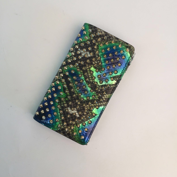 新作SALE♪超稀少♥クリスチャンルブタン財布スーパーコピー Macaronスタッズ長財布Python