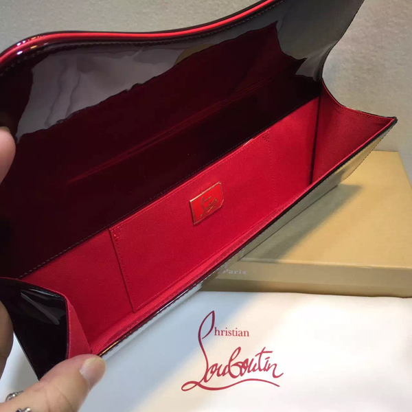 2016新作◆Christian Louboutin ルブタンコピー Pigalle Clutch★PIGALLE CLUTCH☆パテントクラッチバッグ RED/BLACK