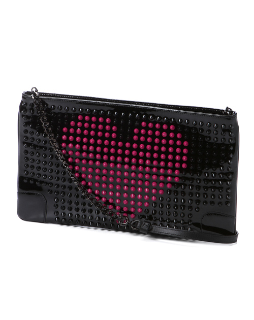 クリスチャン ルブタン 財布 コピー　ショルダー付 クラッチバッグLOUBIPOSH CLUTCH VALENTINES PATENT/SPIKES 1155029 B055