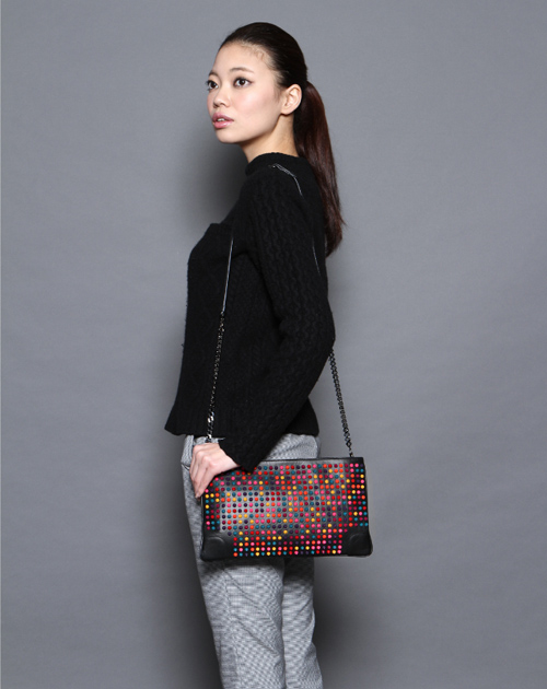 クリスチャン ルブタン 財布 コピー　ショルダー付 クラッチバッグLOUBIPOSH CLUTCH CALF PARIS/SPIKES MIX 3135005 M105