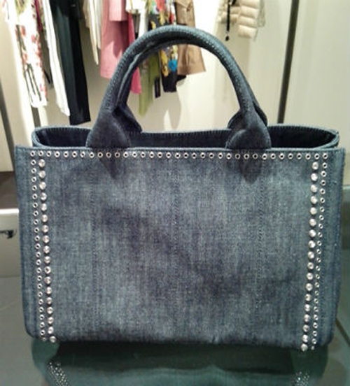 プラダPRADA2014SS　2WAYビジュー付トート　BN2642デニム/CORDA  BN2642