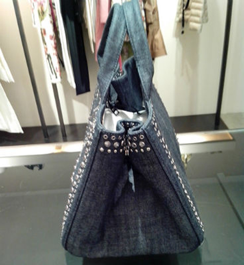 プラダPRADA2014SS　2WAYビジュー付トート　BN2642デニム/CORDA  BN2642