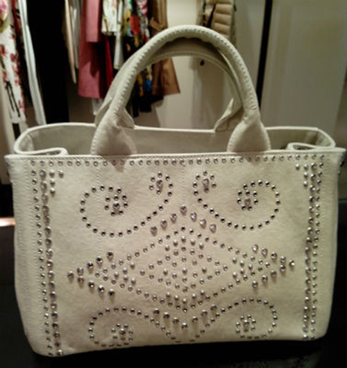 プラダPRADA2014SS　2WAYビジュー付トート　BN2642デニム/CORDA  BN2642