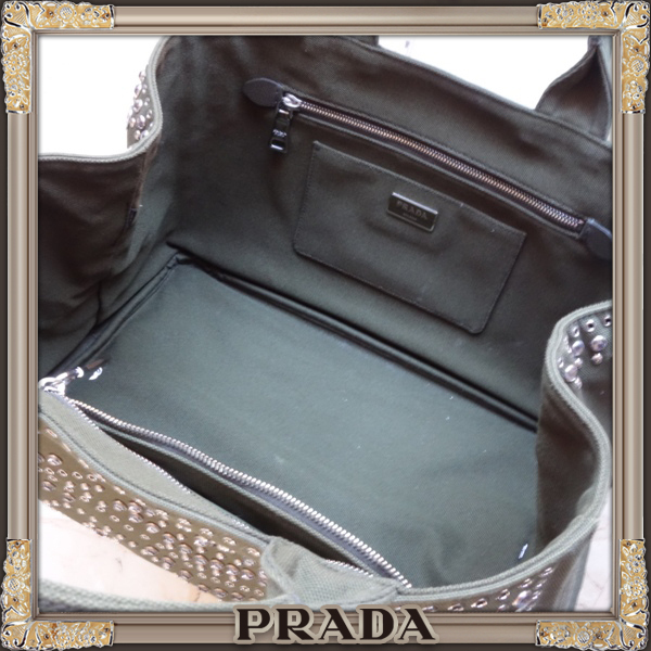 国内即納PRADA★2Wayビジュースタッズ★ Canapaトート★Militare