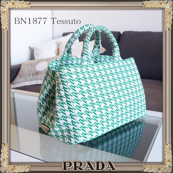 国内即納★PRADA★2WAY★ジャガード素材★ショルダー トートバッグ VERDE BN1877