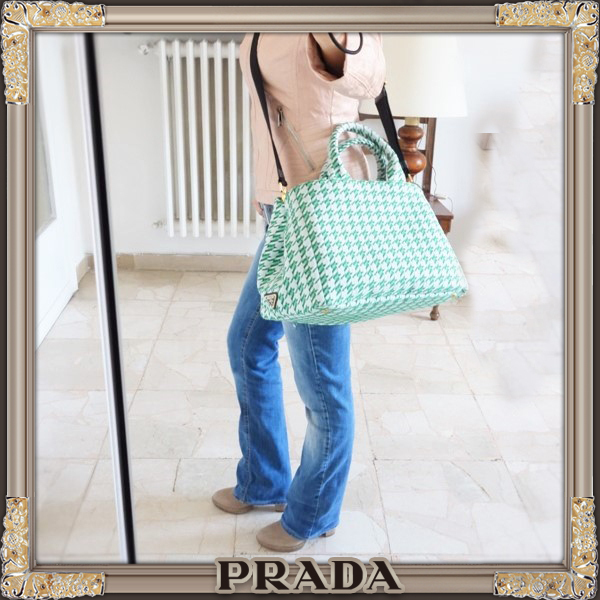 国内即納★PRADA★2WAY★ジャガード素材★ショルダー トートバッグ VERDE BN1877