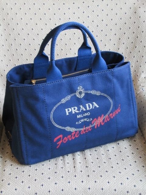 PRADAネイビー♪カナパトートバッグＬ♪白ロゴ FORTE DEI MARMI B1872F