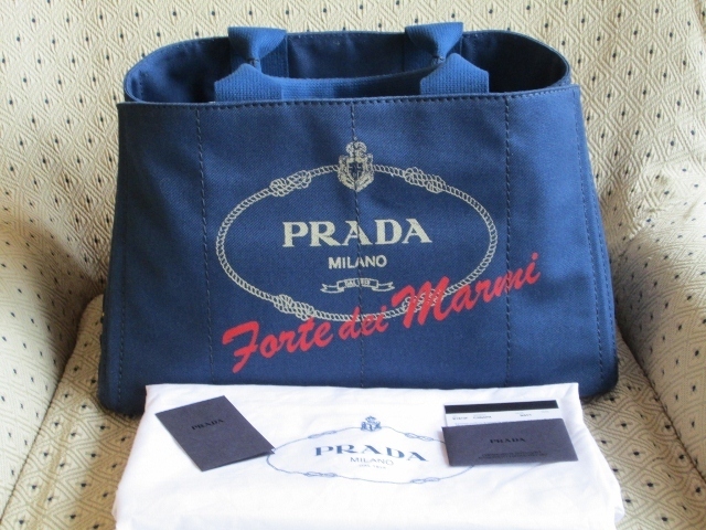 PRADAネイビー♪カナパトートバッグＬ♪白ロゴ FORTE DEI MARMI B1872F