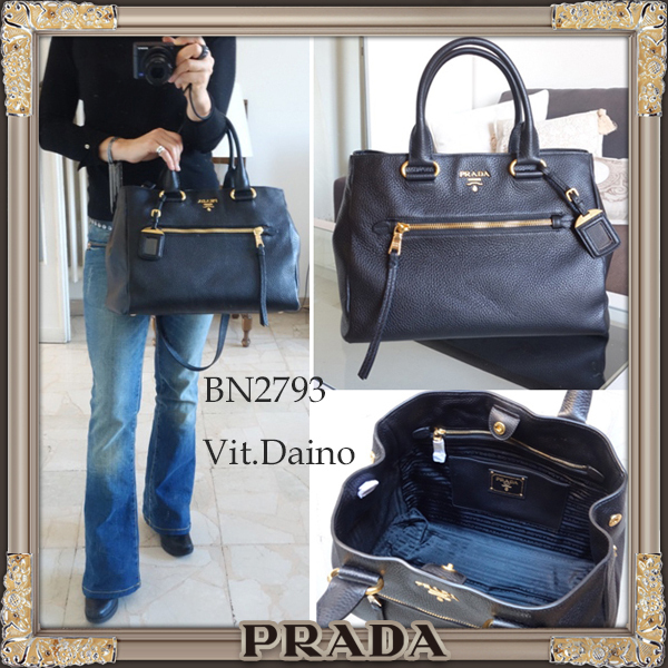 PRADA★上質VITDAINO素材★2Wayトートバッグ★Nero BN2793
