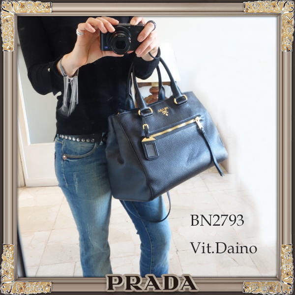PRADA★上質VITDAINO素材★2Wayトートバッグ★Nero BN2793