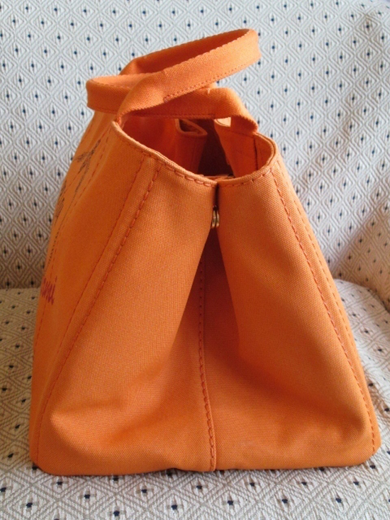 PRADAオレンジ♪カナパトートバッグＬ♪黒ロゴ FORTE DEI MARMI B1872F
