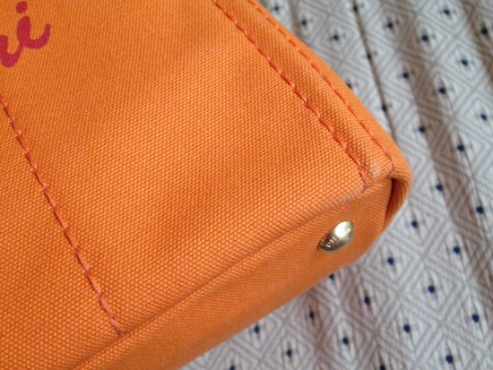 PRADAオレンジ♪カナパトートバッグＬ♪黒ロゴ FORTE DEI MARMI B1872F