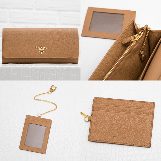 【国内発送】PRADA カードホルダー付き長財布 1MH132 VIT. GRAIN