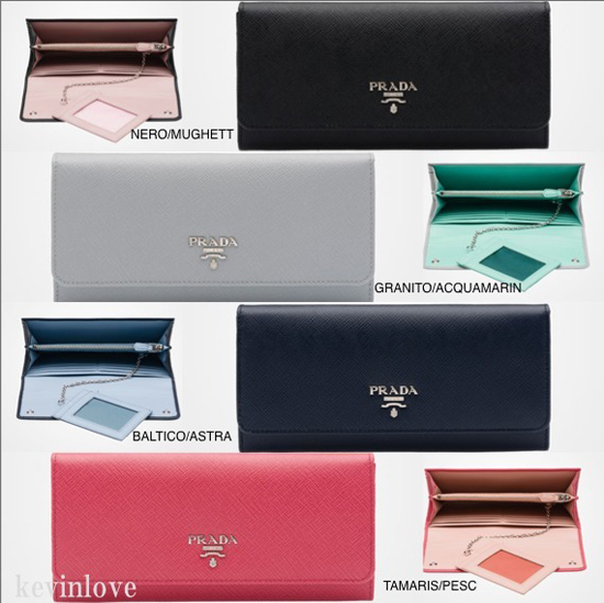 新作！PRADA SAFFIANO バイカラーカードホルダー付長財布 1MH132