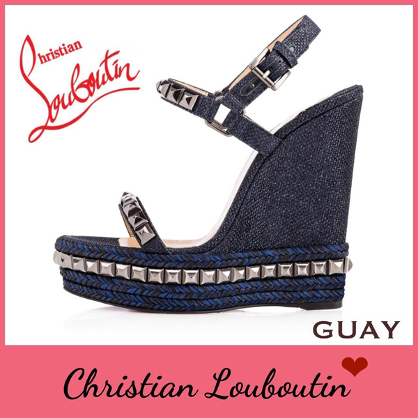 2016新色 人気★ルブタン 靴 コピー★ Christian Louboutin Cataclou 140 mmサンダル★ NAVY/DK GUN