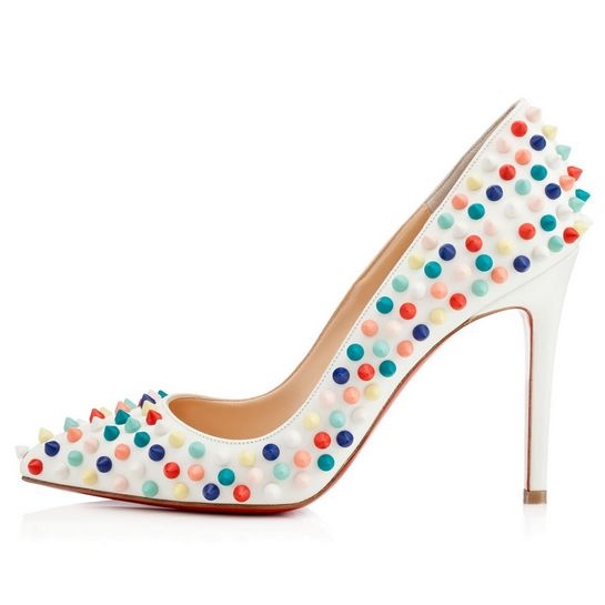2016新色 完売 Christian Louboutin ルブタン 靴 コピー Pigalle Spikes 100 ホワイトパンプス