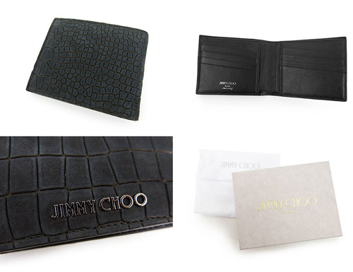 ジミーチュウ財布スーパーコピー MARK MBE クロコ柄二つ折り財布 BLACK/ブラック jimmychoo23