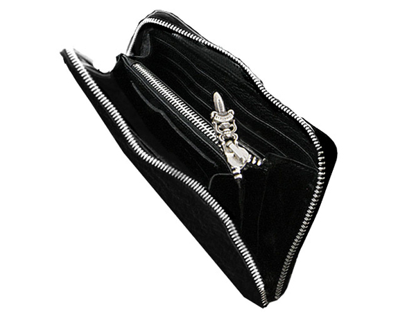 クロムハーツ 長財布 セメタリーキルテッド クロス デストロイレザー Chromehearts 017