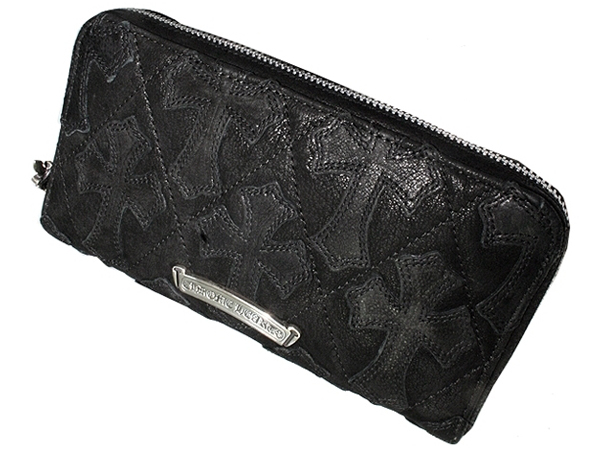 クロムハーツ 長財布 セメタリーキルテッド クロス デストロイレザー Chromehearts 017